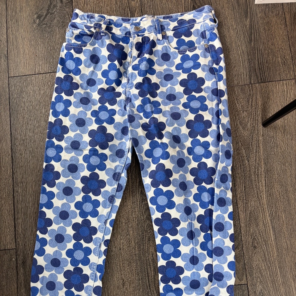 Zara Floral Blue Jeans
